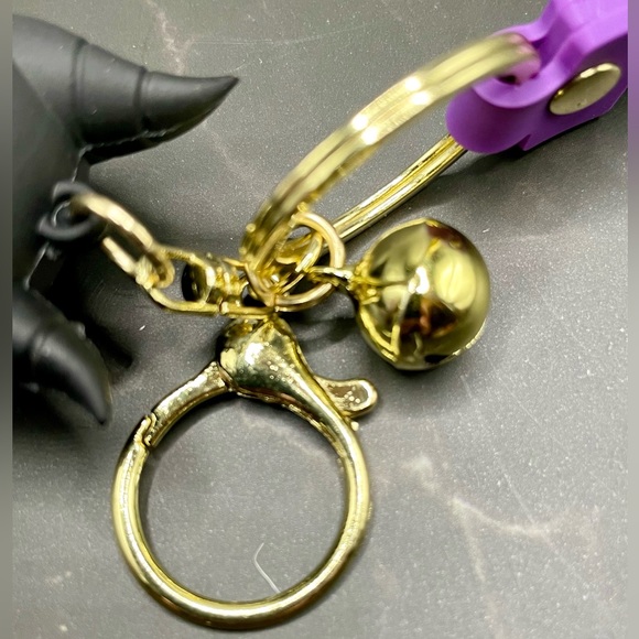 Maleficent Disney Keychain Bell Bag Charm with Wristlet - Picture 4 of 5